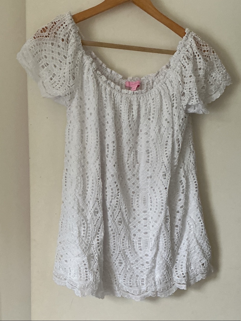 LILLY PULITZER White Crochet Off-Shoulder Women's Top